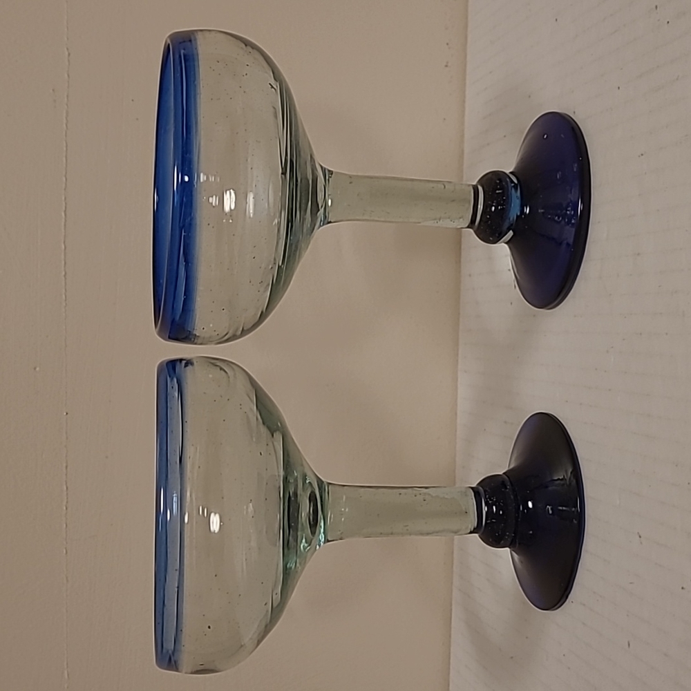 Pair of Beautiful Handblown Margarita Glasses